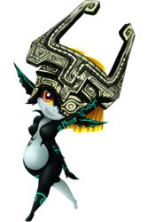  2014 2:3 absurd_res alpha_channel belly breasts fangs female grin hair hi_res humanoid mcsadat midna navel nintendo not_furry nude orange_hair red_eyes simple_background smile solo teeth the_legend_of_zelda twili twilight_princess yellow_sclera 