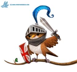  2016 ambiguous_gender anthro armor avian beak bird black_eyes blue_body blue_feathers branch brown_body brown_feathers chat_(bird) digital_media_(artwork) digital_painting_(artwork) duo feathered_wings feathers headgear helmet humor in_tree knight melee_weapon nightingale old_world_flycatcher oscine passerine piper_thibodeau plant pun saxicoline shield simple_background sword tail tail_feathers text tree url warrior weapon white_background white_body white_feathers wings 