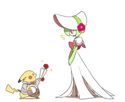  1boy arm_up ban_(ban62460424) black_eyes blue_flower blush_stickers boater_hat bob_cut bonnet bow bowtie capelet clothed_pokemon colored_skin commentary commentary_request flower from_side full_body gardevoir gardevoir_(fashionable) green_hair green_skin grey_jacket hand_up happy hat hat_flower holding holding_clothes holding_flower holding_hat jacket long_sleeves looking_down looking_up male_focus multicolored_skin notice_lines open_mouth otoko_no_ko own_hands_together pikachu pikachu_(fashionable) pink_flower pink_trim pokemon pokemon_(creature) pokemon_unite profile red_bow red_bowtie red_eyes red_flower red_rose rose short_hair simple_background smile sparkle standing traditional_bowtie two-tone_skin unworn_hat unworn_headwear v_arms white_background white_capelet white_headwear white_skin yellow_flower 