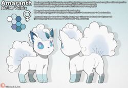  2020 absurd_res alolan_form alolan_vulpix artist_name black_text_border character_name english_text featureless_crotch female_symbol feral fur gender_symbol generation_7_pokemon hi_res leg_markings markings model_sheet nintendo pokemon pokemon_(species) quadruped regional_form_(pokemon) socks_(marking) species_name symbol tail text white_body white_ears white_fur white_tail white_text winick-lim 