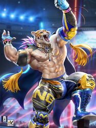  3:4 abs animal_humanoid animal_mask big_muscles bulge detailed_bulge felid felid_humanoid fighting_ring hi_res human humanoid jaguar jaguar_humanoid king_(tekken) luchador male mammal mammal_humanoid mask muscular muscular_male navel nexus nipples pantherine pantherine_humanoid pecs pose solo tekken tekken_8 vein veiny_muscles wrestler 