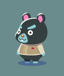  2021 animal_crossing anthro biped black_body blue_body chibi clothed clothing cricetid hamphrey_(animal_crossing) hamster kopa_nishikida mammal nintendo rodent simple_background solo 