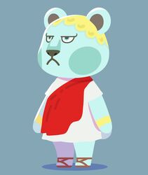  2021 animal_crossing anthro bear biped black_nose blue_body blue_eyes clothed clothing klaus_(animal_crossing) kopa_nishikida male mammal nintendo solo 