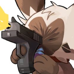  1:1 :3 alpha_channel ambiguous_gender backfire blitzdrachin blue_eyes conditional_dnp emoji fan_character feral furret generation_2_pokemon gun handgun heartberry icon low_res meme nintendo ouch pistol pokemon pokemon_(species) ranged_weapon reaction_image recoil semi-anthro simple_background smile solo third-party_edit transparent_background weapon 