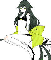  bikini female full_body gatchaman_crowds green_eyes green_hair groin high_heels leg_garter legs_up long_hair low-tied_long_hair lowleg lowleg_bikini navel no_socks parted_lips revision solo swimsuit utsutsu very_long_hair 