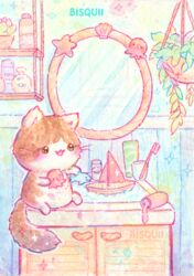  :3 :d animal animal_focus artist_name bathroom bisquii blush boat bubble chibi feline kitten leaf mirror no_humans octopus open_mouth original painting_(medium) pastel_colors plant reflection sailboat seashell shampoo_bottle shark shell sink smile sparkle starfish toothbrush toothpaste toy traditional_media watercolor_(medium) watercraft 