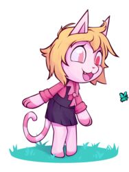  animal_crossing anthro beleth_(floraverse) blonde_hair domestic_cat felid feline felis female floraverse hair mammal markings nintendo senaelik solo striped_markings striped_tail stripes tail tail_markings white_beleth_(floraverse) 