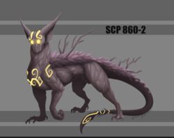  ambiguous_gender ascar_angainor big_ears digital_media_(artwork) domestic_cat elemental_creature felid feline felis feral flora_fauna glowing glowing_eyes hi_res mammal monster plant scp-860-2 scp_foundation simple_background solo standing text yellow_eyes 