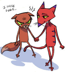  angry annoyed anthro black_eyes black_nose bodily_fluids brother_(lore) brother_and_sister_(lore) brown_body brown_fur c2ndy2c1d cartoon_network comforting courage_the_cowardly_dog crows_feet crying dialogue domestic_cat duo ears_down english_text eye_bags eye_contact eyelashes family felid feline felis female fist fluffy fluffy_tail fur green_sclera hand_holding junkmixart katz_(courage_the_cowardly_dog) kitty_(courage_the_cowardly_dog) lolicon looking_at_another looking_back love male mammal markings narrow_tail pivoted_ears pupils purple_ears purple_nose purple_stripes red_body red_fur scratches shadow sibling_(lore) simple_background sister_(lore) slit_pupils smile standing striped_body striped_fur striped_markings stripes tail tears text thin_tail walking whiskers white_background wounded young 