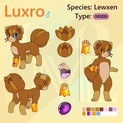  1:1 anthro biped brown_body brown_fur digitigrade fan_character feral fur heterochromia hi_res jonatanm lewxen looking_at_viewer luxro male mammal model_sheet mouth_shot open_mouth pawpads rear_view solo 