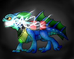  2018 5:4 activision aquatic_dragon armor black_eyes blue_body blue_horn blue_tail breath_powers digital_media_(artwork) dragon electricity electricity_breathing electricity_manipulation elemental_manipulation grey_background horn lightning male marine mythological_creature mythological_scalie mythology open_mouth orange_sclera pyrethedragon scalie scuba_gear scuba_tank shaded sharp_teeth side_view simple_background skylanders solo tail teeth yellow_armor zap_(skylanders) 