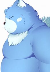  2023 anthro bear belly big_belly black_nose closed_eyes hi_res kemono male mammal moobs moosh nintendo oracle_of_ages oracle_of_seasons overweight overweight_male simple_background solo the_legend_of_zelda trail_arnak white_background wings 