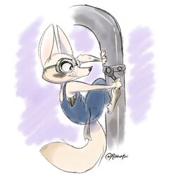  1:1 2019 anthro arctic_fox barefoot canid canine clothed clothing disney eyewear feet fox fully_clothed fur goggles hi_res holding_object holding_tool mammal ribbontini skye_(zootopia) solo tongue tongue_out tools true_fox wrench zootopia 