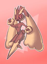  absurdres animal_ears animal_nose arm_up breasts commentary female full_body furry furry_female happy highres kipnitt leg_up legs looking_to_the_side lopunny navel no_feet open_mouth outline pink_background pointy_ears pokemon pokemon_(creature) rabbit_ears rabbit_girl rabbit_tail short_tail small_breasts smile solo standing standing_on_one_leg stomach tail thighs white_outline 