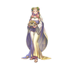  absurdres anbe_yoshirou blonde_hair breasts cape circlet closed_mouth collarbone dress female fingernails fire_emblem fire_emblem_heroes flower flower_pot full_body gold_trim gradient_clothes gradient_hair hair_ornament henriette_(fire_emblem) henriette_(valentine)_(fire_emblem) highres holding jewelry long_dress looking_at_viewer medium_breasts multicolored_hair official_art pink_hair sandals sidelocks simple_background smile standing toes white_background wide_sleeves 