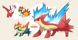  3_claws 3_fingers 3_toes ambiguous_gender blue_body blue_fire blue_fur claws colored_fire countershade_torso countershading english_text feet feral fingers fire floating fur fusion generation_2_pokemon generation_3_pokemon group latias legendary_pokemon nintendo pokemon pokemon_(species) pokemon_fusion quilava red_body red_eyes red_fur shrimposaurus simple_background sitting text toes white_background white_body white_fur 