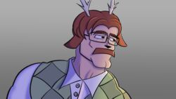  16:9 chad_(meme) deer eyewear facial_hair frizzmake glasses hi_res horn male mammal meme moustache muscular renita_reed_(character) solo widescreen 