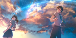  clouds furai kimi_no_na_wa miyamizu_mitsuha sky stars tachibana_taki 