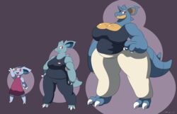  absurd_res age_chart anthro belly big_breasts breasts chart cleavage clothed clothing curvy_figure female frown generation_1_pokemon hi_res huge_breasts mac-daddy nidoqueen nidoran nidoran♀ nidorina nintendo open_mouth pokemon pokemon_(species) smile thick_thighs voluptuous wide_hips 