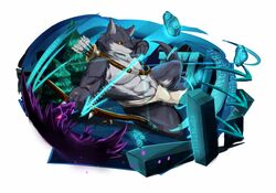  2016 abs anthro arrow_(weapon) biceps bow_(weapon) canid canine canis clothed clothing digital_media_(artwork) duo fd-caro fur kemono male mammal muscular muscular_male pecs quiver_(object) ranged_weapon weapon wolf 