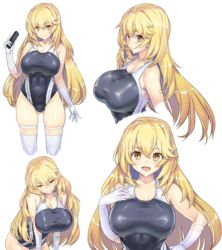  :d :p arm_up ass_visible_through_thighs bare_hips bare_shoulders black_one-piece_swimsuit blonde_hair breasts closed_mouth commission competition_swimsuit controller covered_navel elbow_gloves feet_out_of_frame female gloves gradient_background hair_between_eyes hand_up highleg highleg_swimsuit holding holding_remote_control kiyama_satoshi lace-trimmed_gloves lace_trim large_breasts long_hair looking_at_viewer multicolored_clothes multicolored_swimsuit multiple_views one-piece_swimsuit pink_background remote_control shokuhou_misaki skindentation smile sparkling_eyes spider_web_print standing swimsuit symbol-shaped_pupils taut_clothes taut_swimsuit thighhighs thighs toaru_kagaku_no_mental_out toaru_kagaku_no_railgun toaru_majutsu_no_index tokiwadai_school_swimsuit tongue tongue_out two-tone_one-piece_swimsuit two-tone_swimsuit very_long_hair white_background white_gloves white_thighhighs yellow_eyes 