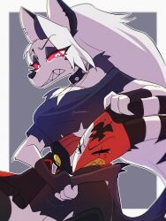  absurd_res anthro arms_around_waist awkward_moment bared_fangs bared_teeth blitzo_(helluva_boss) bodily_fluids canid canid_demon canine canis closed_eyes daughter_(lore) demon duo father_(lore) father_and_child_(lore) father_and_daughter_(lore) female hellaverse hellhound helluva_boss hi_res hug hugging_another imp loona_(helluva_boss) love male mammal mythological_canine mythological_creature mythology parent_(lore) parent_and_child_(lore) parent_and_daughter_(lore) tears teeth wdemma wolf 