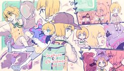  anthro backpack bandai_namco black_body black_fur blonde_hair chiropmon cloak clothing cowl digimon digimon_(species) digimon_beatbreak ebiebionigiri fur group hair hat headgear headwear hi_res hug human makoto_kuonji male mammal multiple_scenes smile trio tsukasa_kuonji wings 