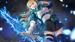  apex_legends ash_(titanfall_2) black_background black_skirt black_thighhighs blonde_hair blue_eyes blue_hair breasts chinese_commentary commentary_request commission cowboy_shot female gloves gradient_hair highres holding holding_weapon indie_virtual_youtuber long_hair looking_at_viewer ma_x622 medium_breasts multicolored_hair portal_(object) pouch second-party_source skirt solo thighhighs virtual_youtuber weapon zeta_(vtuber) 