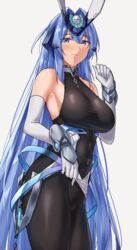  armpits azur_lane bare_shoulders blue_eyes blue_hair blush bodystocking breasts closed_mouth clothes_lift collarbone commentary covered_navel cowboy_shot dress dress_lift elbow_gloves female gloves groin hair_between_eyes hair_intakes hand_up headgear large_breasts lifting_own_clothes long_hair looking_at_viewer new_jersey_(azur_lane) sarhce sideboob sidelocks simple_background solo standing taut_clothes vambraces very_long_hair white_background white_dress white_gloves 