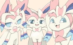  :3 animal_ears blue_eyes fangs furry half-closed_eyes letsuo looking_at_viewer looking_to_the_side no_humans oerba_yun_fang open_mouth pink_background pokemon pokemon_(creature) pokemon_xy simple_background sitting smile sylveon teeth upper_body 