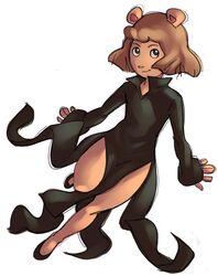  2016 aardvark aged_up anthro arthur_(series) biped black_clothing black_dress brown_hair clothing cosplay crossover crossover_cosplay d.w._read digital_media_(artwork) dress female flying hair looking_at_viewer mammal one-punch_man one_(manga) short_hair simple_background smile solo tatsumaki unknown_artist white_background young 