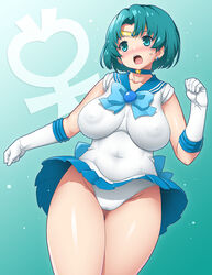  :o aqua_eyes aqua_hair back_bow bishoujo_senshi_sailor_moon blue_choker blue_sailor_collar blush bow breasts choker commentary_request covered_navel female gloves groin large_breasts magical_girl mercury_symbol mizuno_ami onomeshin panties photoshop_(medium) sailor_collar sailor_mercury sailor_senshi_uniform short_hair solo thigh_gap thighs underwear white_gloves white_panties wide_hips 