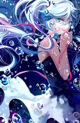  ayan blue_eyes blue_hair bubble commentary_request dress female hatsune_miku long_hair shinkai_shoujo_(vocaloid) solo vocaloid 