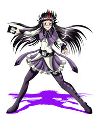  akemi_homura akemi_homura_(magical_girl) black_hair commentary crossover darthplegias female glasses grin henshin henshin_pose kamen_rider kamen_rider_den-o_(series) long_hair magical_girl mahou_shoujo_madoka_magica mahou_shoujo_madoka_magica_(anime) momotaros multicolored_hair pantyhose parody pose possessed red_eyes rider_belt smile solo spiked_hair streaked_hair 