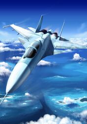  afterburner aircraft airplane cloud commentary_request contrail day fighter_jet flying jet military military_vehicle missile no_humans original sky su-33 vehicle_focus yonasawa 