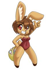  alpha_channel anthro basket breasts bunny_costume cleavage clothed clothing container costume easter easter_egg elexis_(mramp) female hair hi_res holidays leotard mammal mrs._amp_(mramp) mustelid musteline nekonny solo true_musteline weasel 