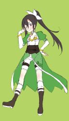  1boy alternative_costume alternative_hairstyle androgynous black_eyes black_hair blush cosplay crossdressing crossplay cute femboy girly kirigaya_kazuto kirigaya_suguha kirito leafa long_hair long_hair_male otoko_no_ko ponytail ryu sword_art_online trap 