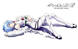  ayanami_rei bandage bandages blue_hair evangelion:_1.0_you_are_(not)_alone eyepatch highres lying neon_genesis_evangelion plugsuit rebuild_of_evangelion red_eyes short_hair 