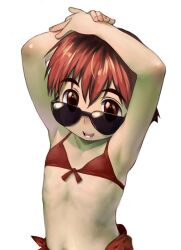  armpits bikini brown_eyes happy lolicon original red_hair satou_toshiyuki short_hair solo sunglasses swimsuit 