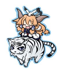  animal_ears aruru_(cosplay) aruruw aruruw_(cosplay) cosplay dog_ears female ibuki_suika parody riding tiger touhou utawareru_mono utawarerumono yanagi_(artist) yanagi_(nurikoboshi) 