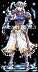  armor blue_eyes braid feathers helmet lenneth_valkyrie long_hair rosehearts silver_hair sword valkyrie_profile weapon 