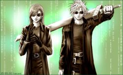  alternate_costume cloud_strife final_fantasy final_fantasy_vii neo parody sunglasses sword the_matrix tifa_lockhart tifa_lockhart trench_coat trinity 