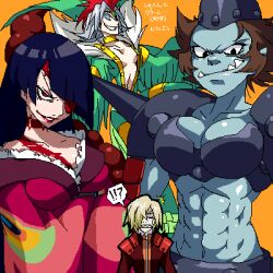  1boy 3girls abs adiane breasts cleavage cytomander genderswap_(mtf) large_breasts lowres luli medium_breasts multiple_girls muscle oekaki rule_63 tengen_toppa_gurren_lagann thymilph viral 