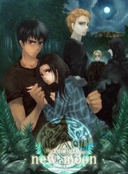  angry artist_request bella_swan black_eyes black_hair brown_eyes brown_hair dark_skin edward_cullen eioai forest hand_holding jacob_black jane_(twilight) moon nature night red_eyes shirt sweatshirt the_twilight_saga yellow_eyes 