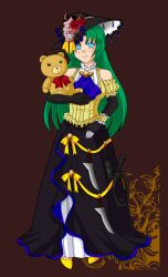  bad_id bad_pixiv_id banned_artist blue_eyes blush green_hair higurashi_no_naku_koro_ni long_hair melting_scarlet official_style ryuukishi07_(style) solo sonozaki_shion stuffed_animal stuffed_toy stun_gun teddy_bear umineko_no_naku_koro_ni whip 