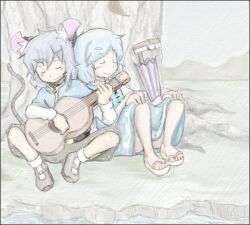  bad_id bad_pixiv_id banned_artist commentary instrument littleshrimp lute_(instrument) multiple_girls nazrin tail tatara_kogasa touhou 