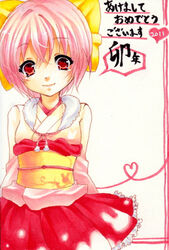  2011 bad_id bad_pixiv_id female japanese_clothes kimono mio_(needless) needless pink_hair reniirean ribbon solo 