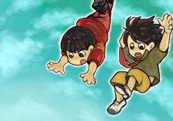  2boys akira chibi kai_(akira) kaneda_shoutarou multiple_boys necktie pixiv shoutarou_kaneda tie 