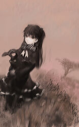  aituoku bad_id bad_pixiv_id dress dutch_angle female highres long_hair monochrome neon_genesis_evangelion photoshop_(medium) rebuild_of_evangelion sepia solo souryuu_asuka_langley tree 