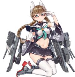  adjusting_eyewear animal_ears armpits azur_lane bare_shoulders between_breasts black_skirt blush boat book breasts brown_hair cannon closed_mouth crop_top detached_sleeves dot_nose eyebrows female floating_hair frown full_body gloves grey_footwear groin hair_between_eyes head_wings holding holding_book kako_(azur_lane) kako_(retrofit)_(azur_lane) kisetsu ladder large_breasts linea_alba long_hair machinery midriff miniskirt navel official_art open_book pleated_skirt rigging rudder_footwear sailor_collar sakura_empire_(emblem) sakuramon school_uniform semi-rimless_eyewear serafuku short_sleeves skirt sleeveless solo tachi-e thighhighs torpedo torpedo_launcher torpedo_tubes transparent_background turret under-rim_eyewear watercraft white_gloves white_sailor_collar white_thighhighs wide_sleeves wings zettai_ryouiki 